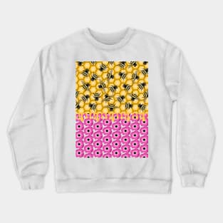 Honey Bees And Honeycombs With Anemone Flowers Crewneck Sweatshirt